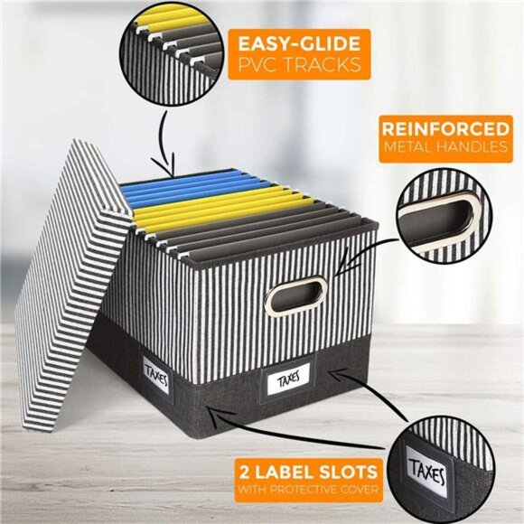 File Organizer Box - File Box, Filing Box, Decorative File Storage Box, Storage - Picture 2 of 7